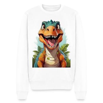 Tyrannosaurus Rex - Männer Premium Bio Pullover - Weiß - Vorne - Thijin (182cm)