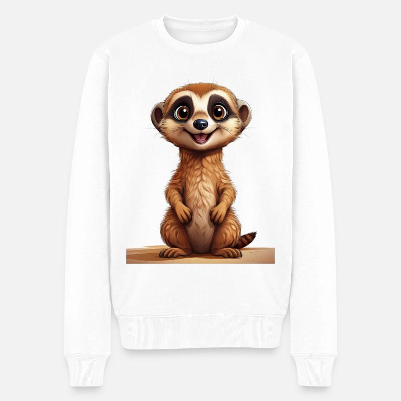 Niedliches Erdmännchen - Männer Premium Bio Pullover - Weiß