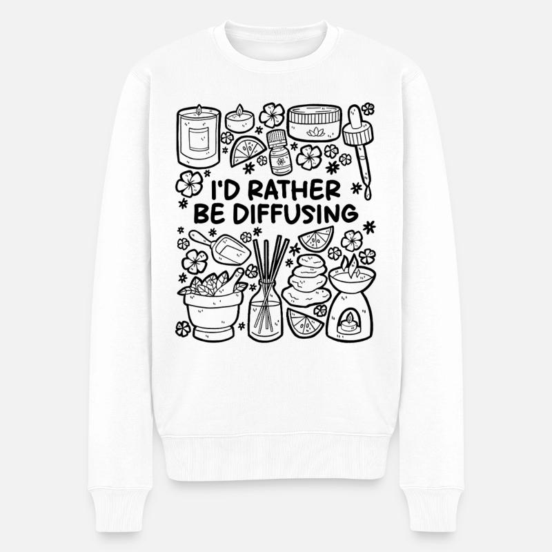 I’d Rather Be Diffusing – Aromatherapie - Männer Premium Bio Pullover - Weiß