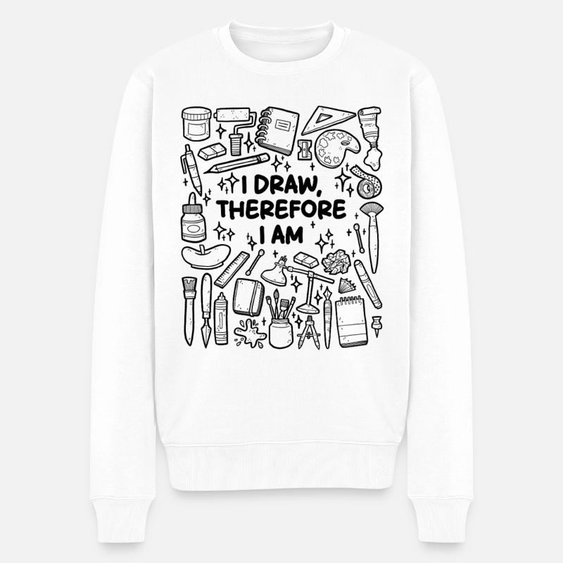 Ich zeichne, also bin ich – Künstlerleben - Männer Premium Bio Pullover - Weiß