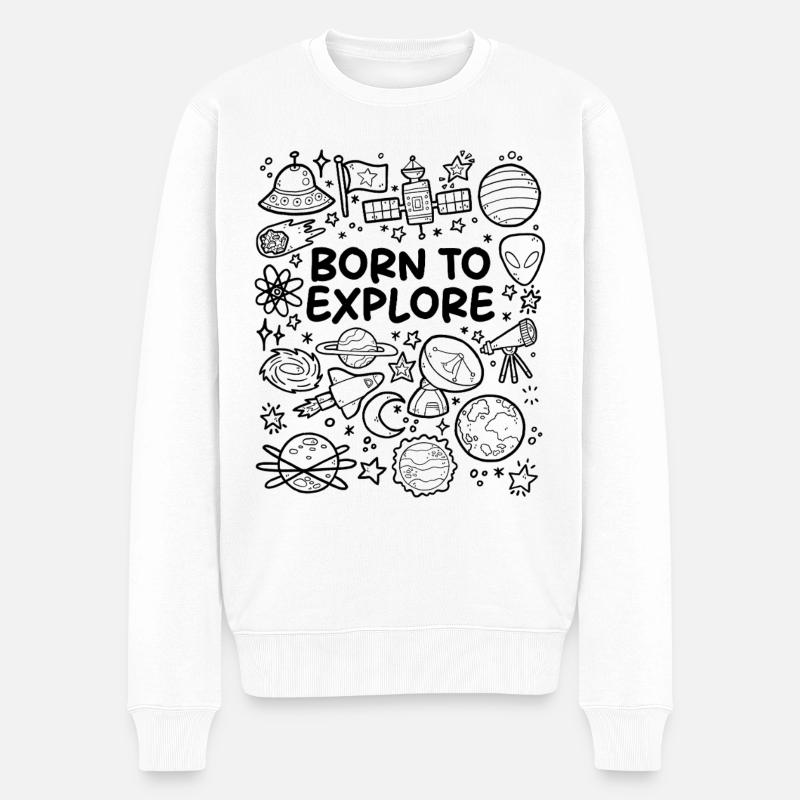 Geboren, um zu entdecken - Männer Premium Bio Pullover - Weiß