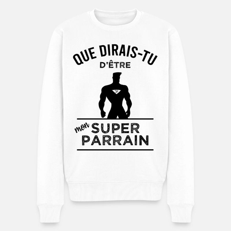 Deviens mon super parrain - Pull Premium bio Homme - blanc