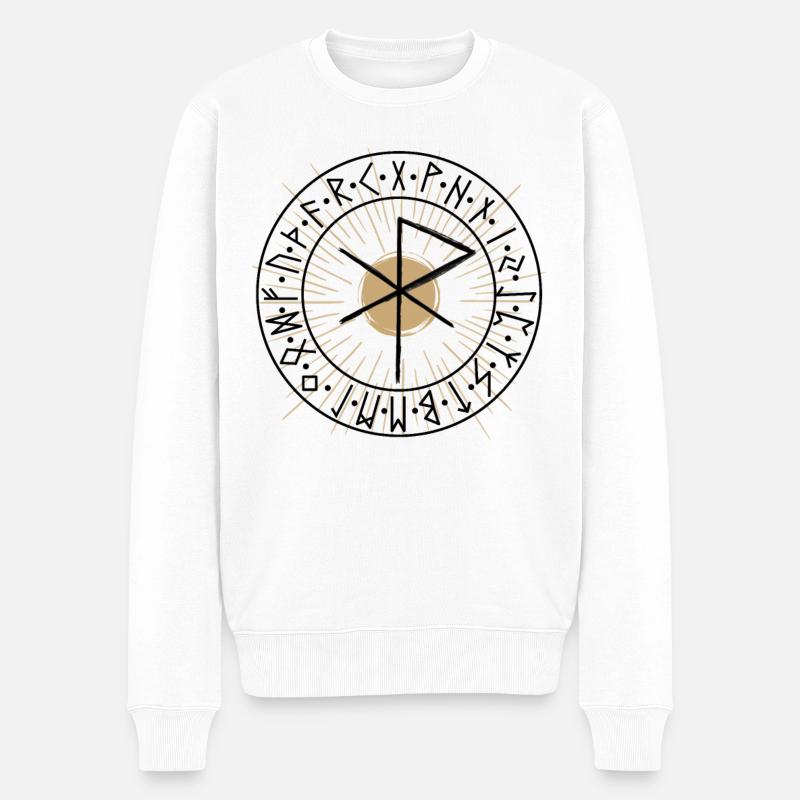 RUNE für die LIEBE Runenalphabet Furthark Wikinger - Männer Premium Bio Pullover - Weiß