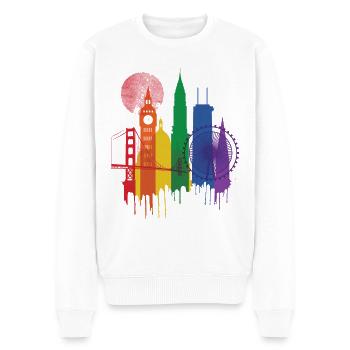 Fierté de la ville - Pull Premium bio Homme - blanc - Devant - Thijin (182cm)