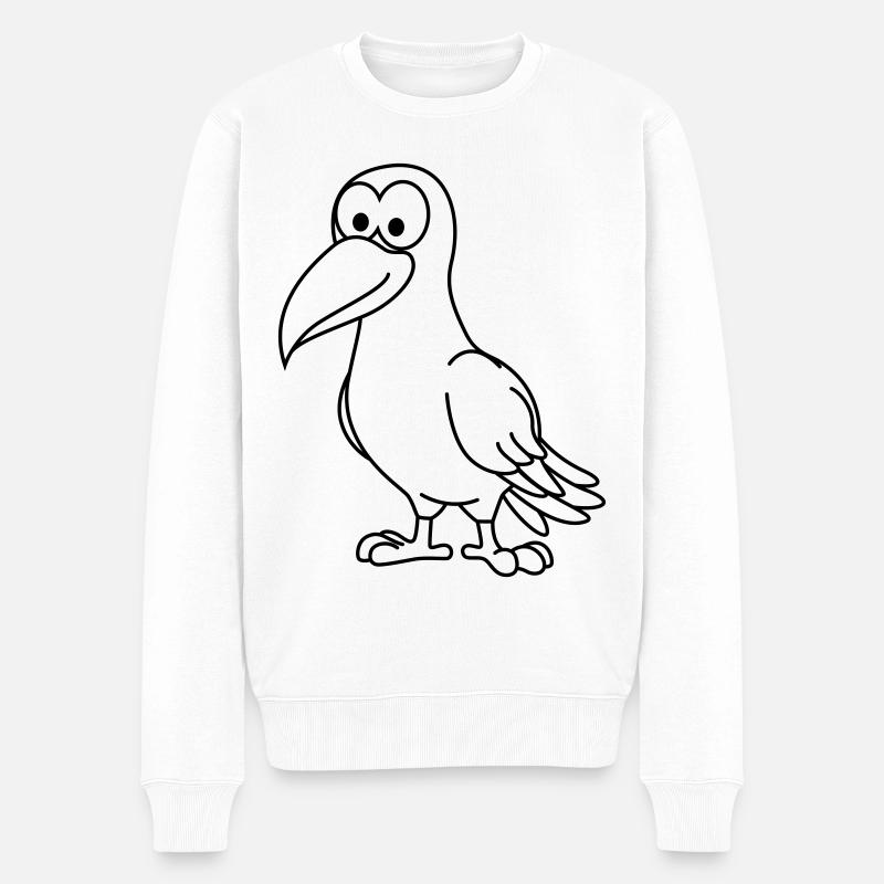 Krähe Comic Tier - Männer Premium Bio Pullover - Weiß