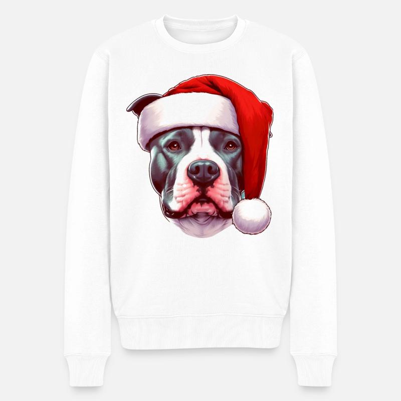 Cadeaux Pitbull pour Noël - Pull Premium bio Homme - blanc