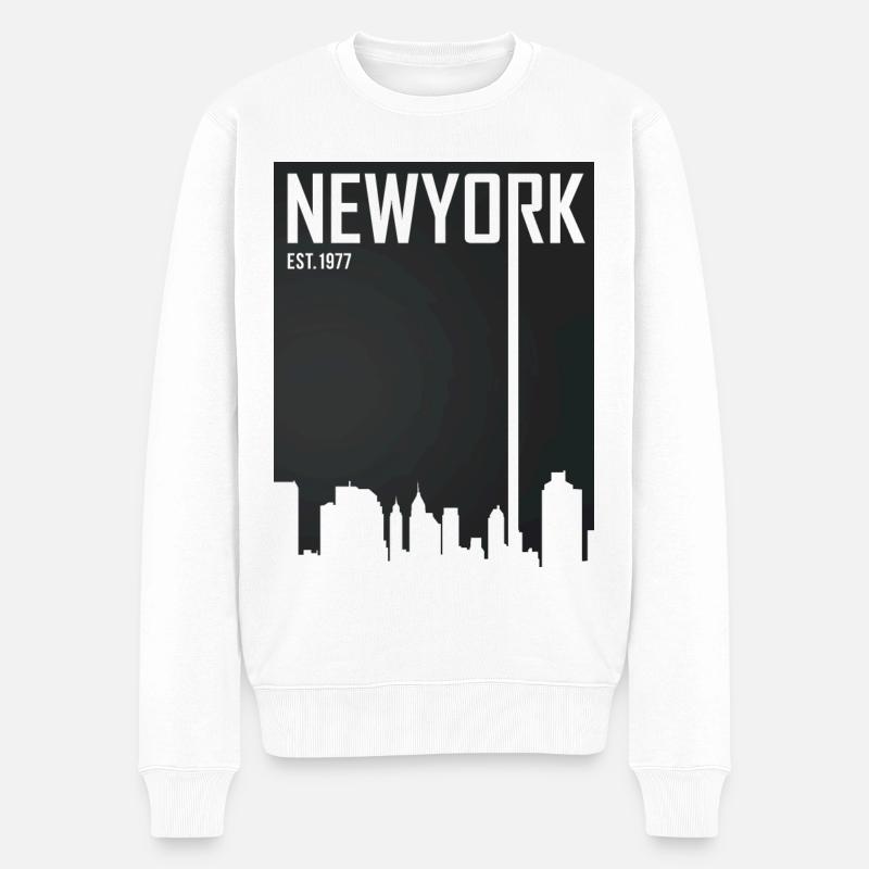 New York Skyline - Männer Premium Bio Pullover - Weiß