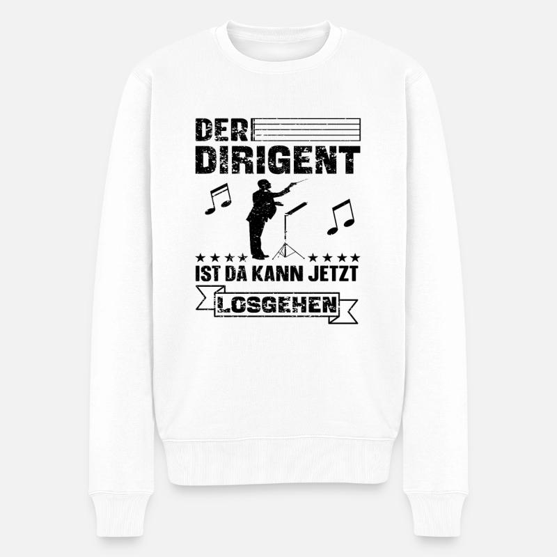Lustiger Dirigent Dirigieren Spruch - Männer Premium Bio Pullover - Weiß