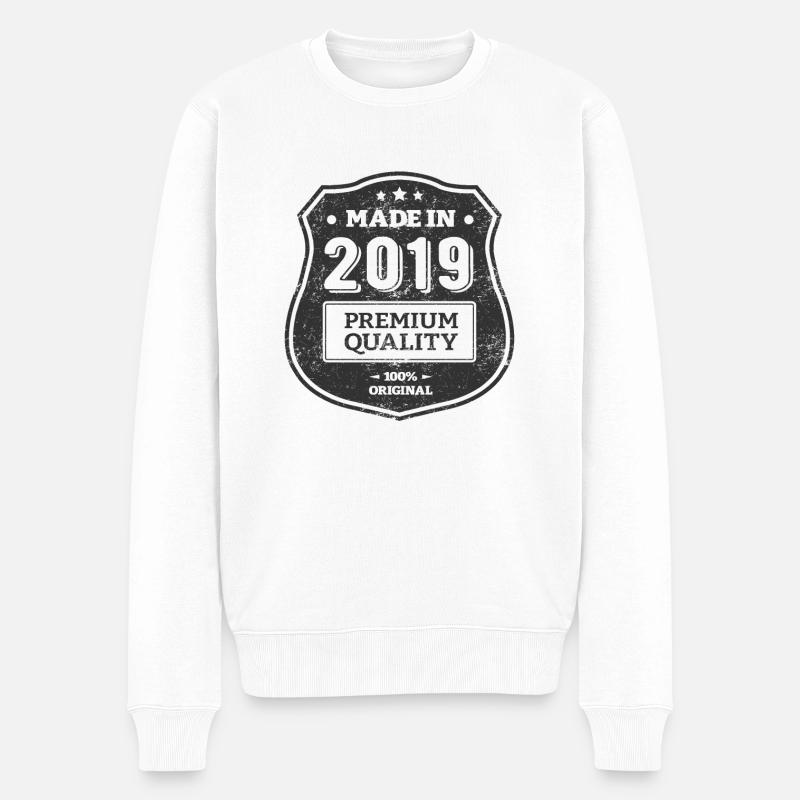 HERGESTELLT 2019 - Männer Premium Bio Pullover - Weiß