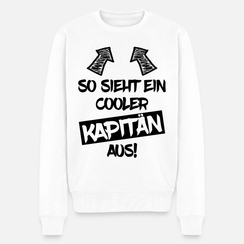 Kapitän Boot Segeln - Männer Premium Bio Pullover - Weiß