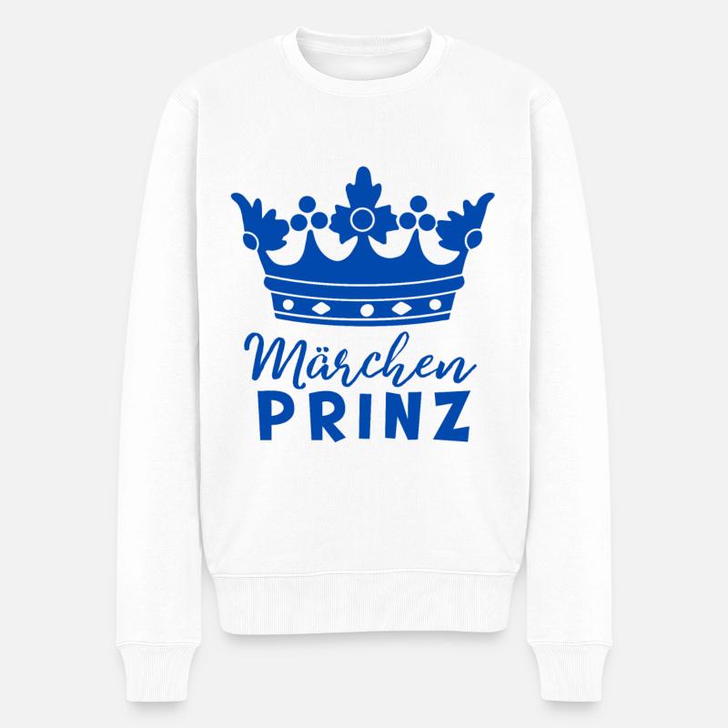 Märchenprinz mit Krone - Männer Premium Bio Pullover - Weiß