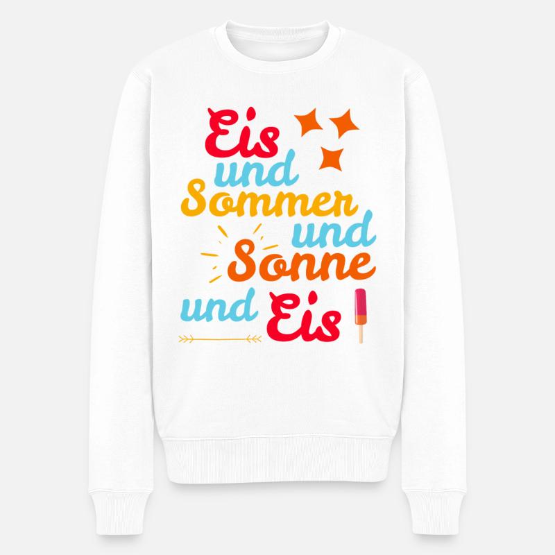 Eis und Sommer und Sonne und Eis - Männer Premium Bio Pullover - Weiß