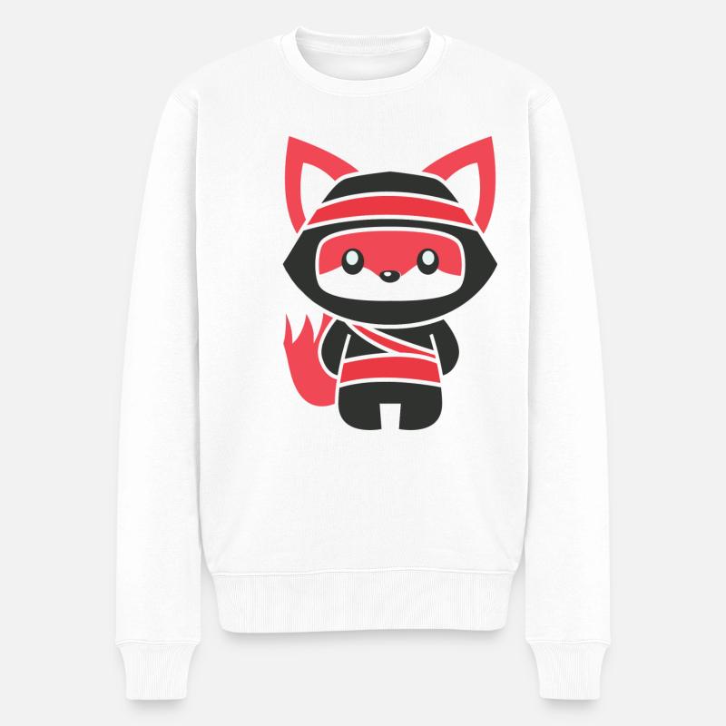 inimalistischer Ninja-Fuchs - Männer Premium Bio Pullover - Weiß