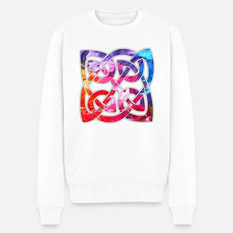 Conception de noeud celtique coloré - Pull Premium bio Homme - blanc