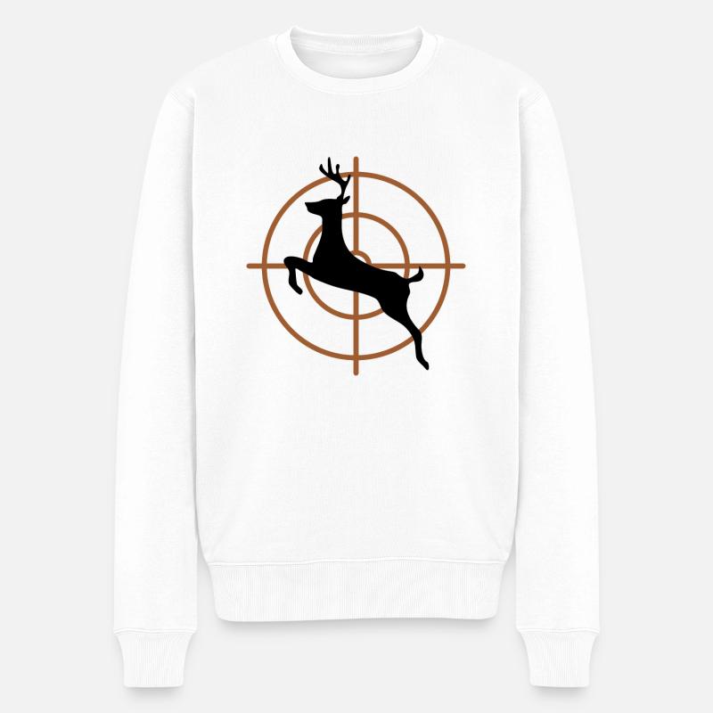 Logo Jagd / Hirsch - Männer Premium Bio Pullover - Weiß