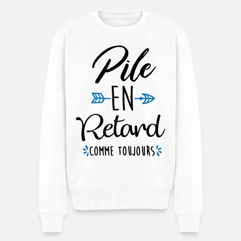 Pile en retard - Pull Premium bio Homme - blanc