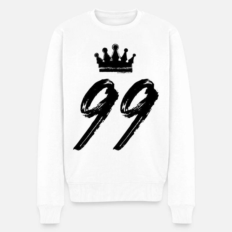 99 Couronne numérique - Pull Premium bio Homme - blanc
