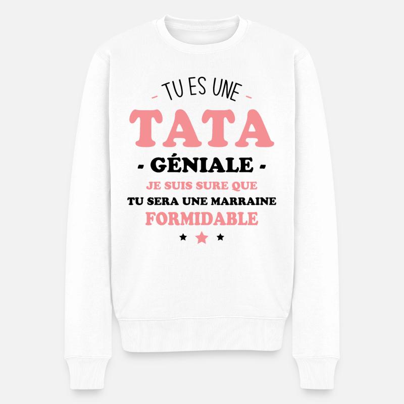 Une tata géniale et une marraine formidable - Pull Premium bio Homme - blanc