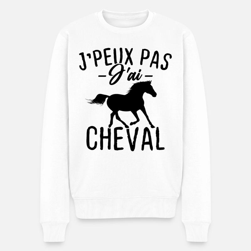 J'eux pas j'ai cheval - Pull Premium bio Homme - blanc