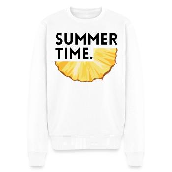 Sommerzeit - Ananas - Männer Premium Bio Pullover - Weiß - Vorne - Thijin (182cm)