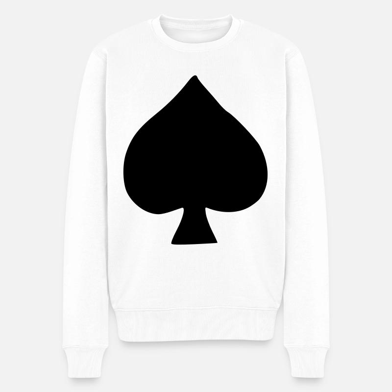 Emoji Poker Pik Skizze schwarz - Männer Premium Bio Pullover - Weiß