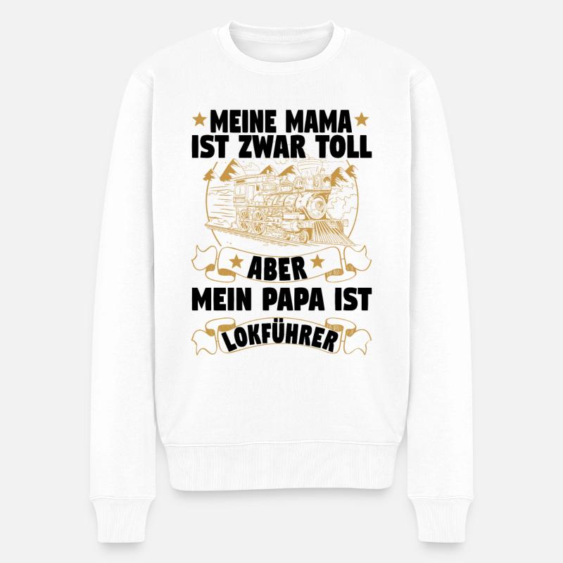 Dampflok Lokführer Eisenbahner Eisenbahn Papa - Männer Premium Bio Pullover - Weiß