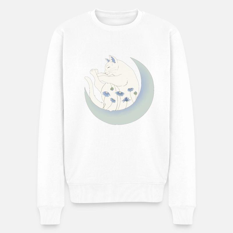 Chat sur la lune - Pull Premium bio Homme - blanc