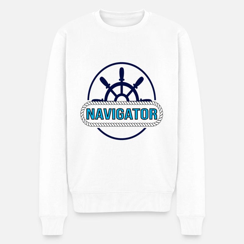 Steuermann Navigator Segelschein - Männer Premium Bio Pullover - Weiß