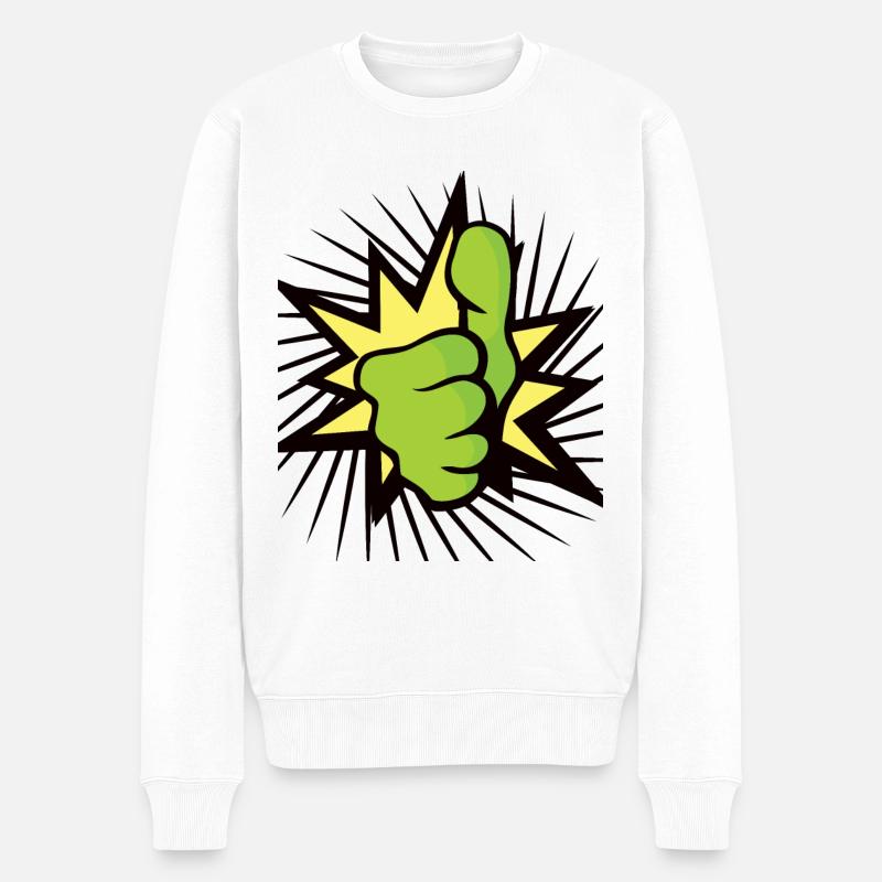 Daumen schön hoch - Männer Premium Bio Pullover - Weiß
