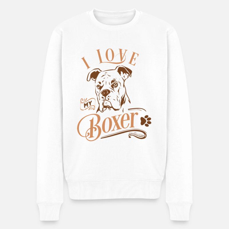 Ich Liebe Meinen Boxer - Männer Premium Bio Pullover - Weiß