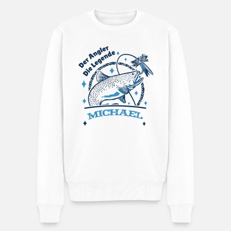 Der Angler die Legende Michael - Männer Premium Bio Pullover - Weiß