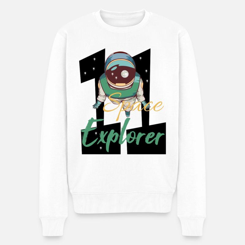 Astronaut im Weltall - 11. Geburtstag - Männer Premium Bio Pullover - Weiß