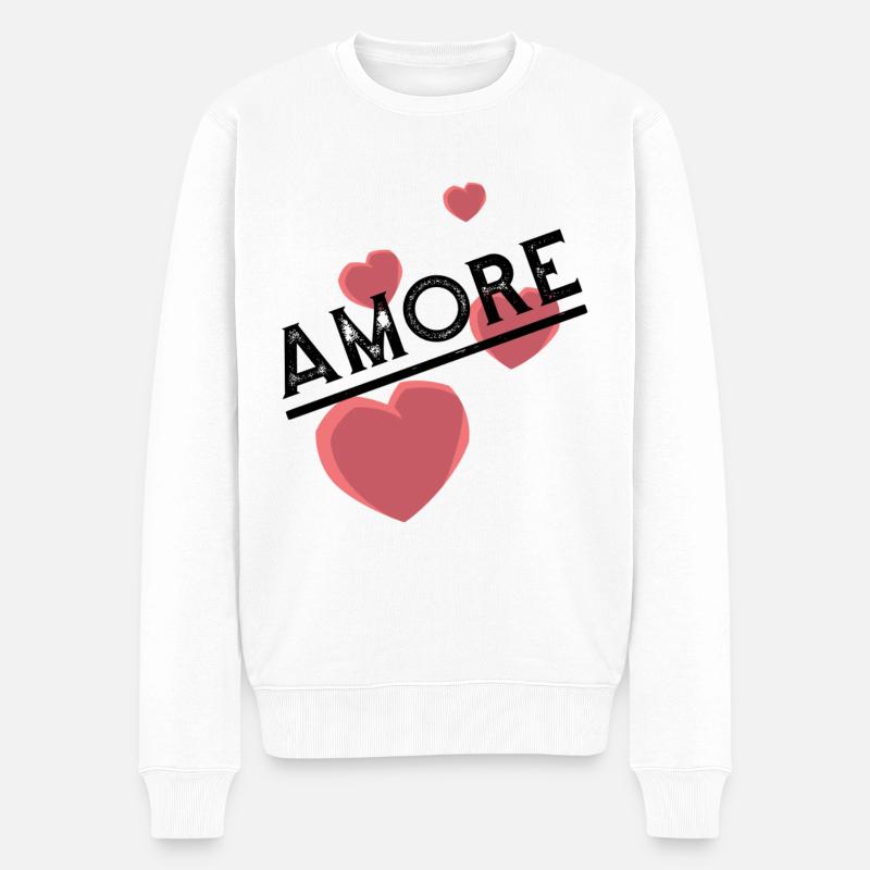 Amore avec le cœur - Pull Premium bio Homme - blanc