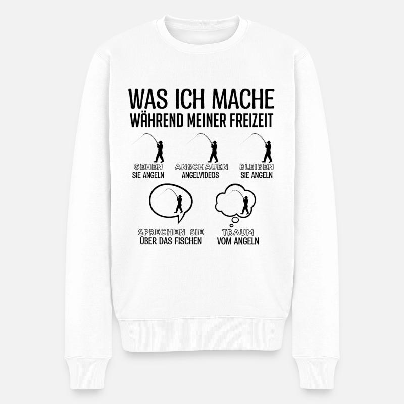 Fischer | Fischen Angeln Fisch Symbol - Männer Premium Bio Pullover - Weiß