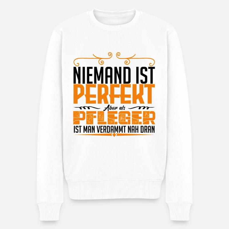 PFLEGER - Leben - Männer Premium Bio Pullover - Weiß