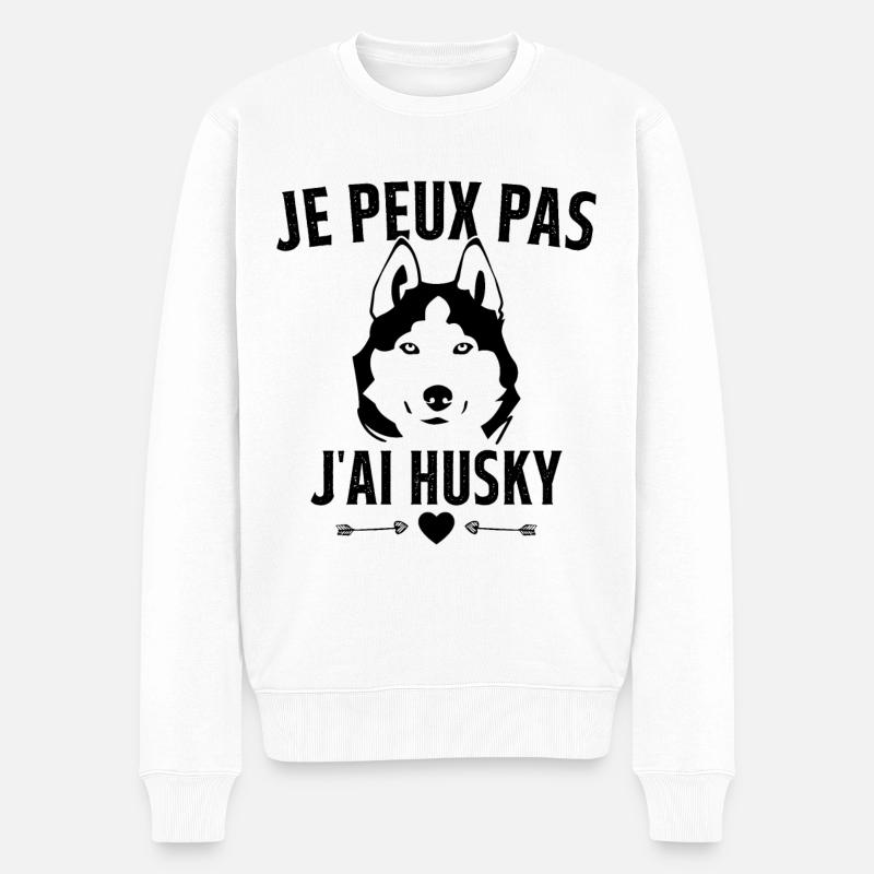 je peux pas j'ai Husky Cadeau - Pull Premium bio Homme - blanc