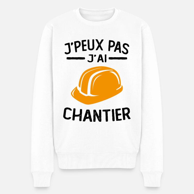 je peux pas j'ai chantier - Pull Premium bio Homme - blanc