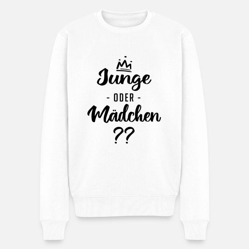 Junge oder Mädchen? Schwanger - Schwangerschaft - Männer Premium Bio Pullover - Weiß