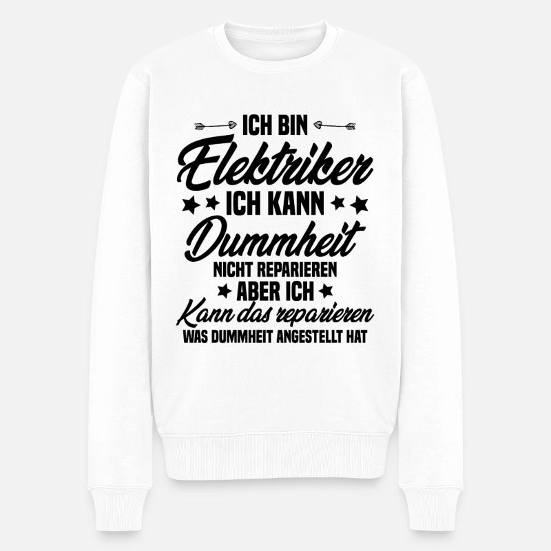 Ich bin Elektriker - Männer Premium Bio Pullover - Weiß