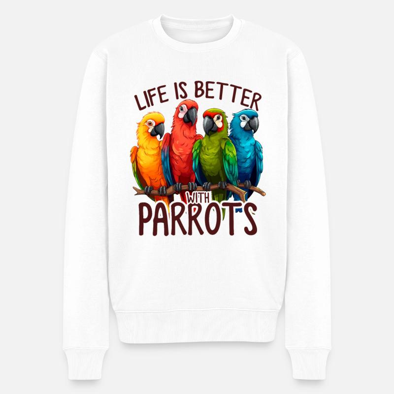 Lustige Papageien Mönch Sittich Wellensittich Quäker Papagei - Männer Premium Bio Pullover - Weiß
