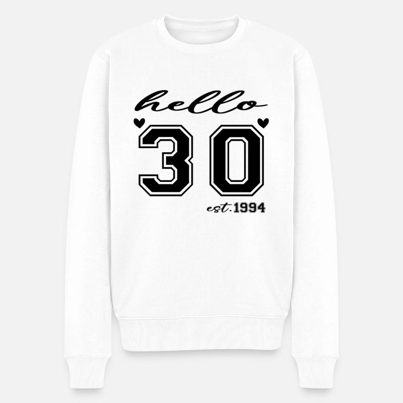 Hello 30 est 1994 - Men's Premium Organic Jumper - white
