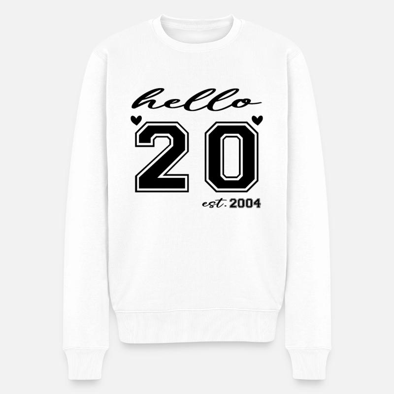 Hallo 20 est 2004 - Männer Premium Bio Pullover - Weiß