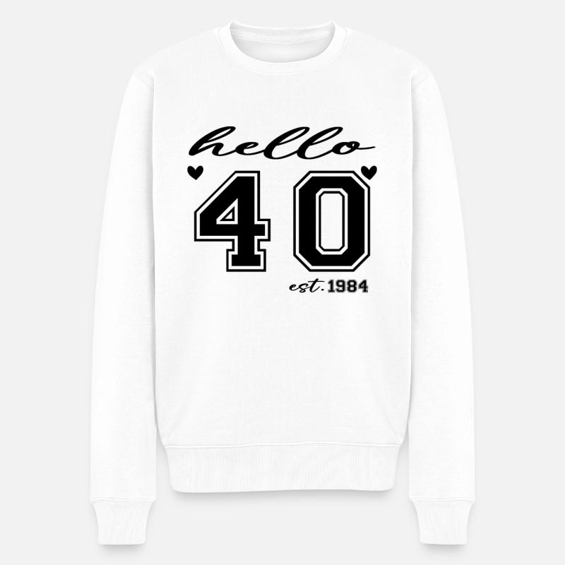 Hallo 40 est 1984 - Männer Premium Bio Pullover - Weiß