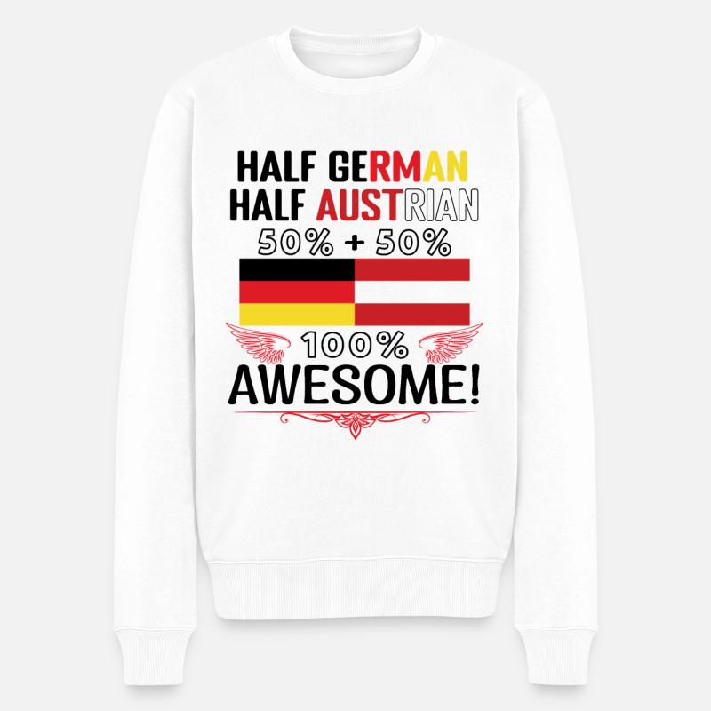 Halb Deutsch Halb Österreicher - Männer Premium Bio Pullover - Weiß