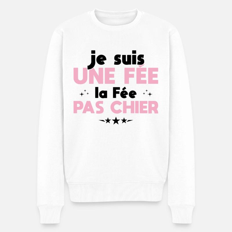 Ich bin eine Fee, die Fee, nicht Scheiße - Männer Premium Bio Pullover - Weiß