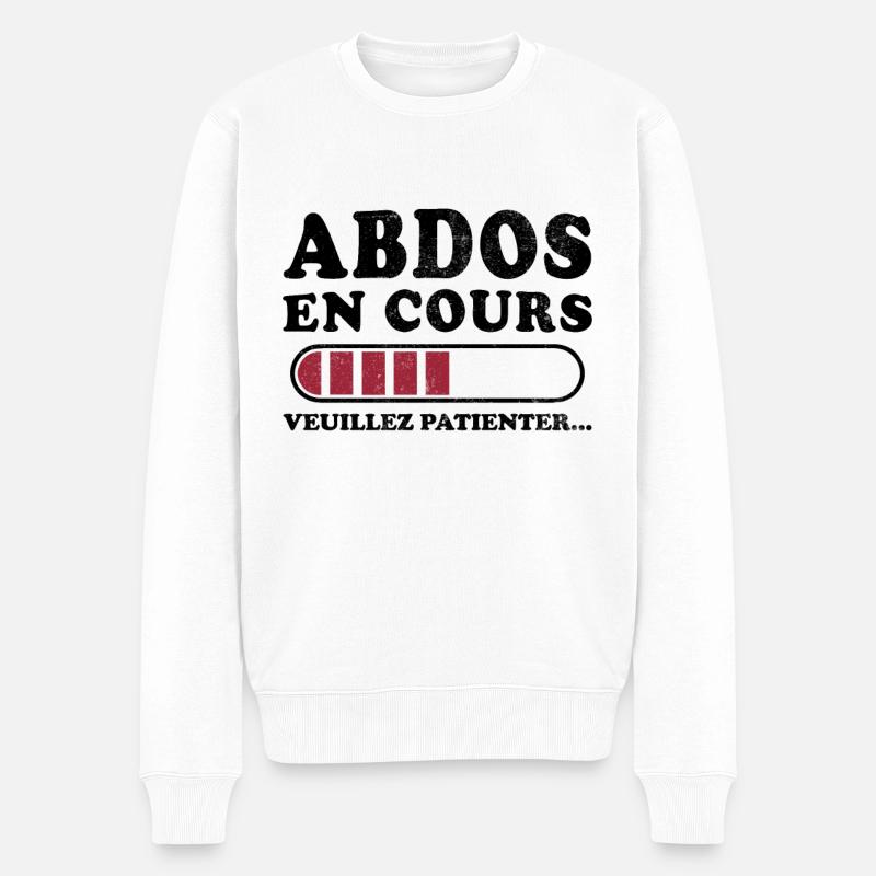 Abdos en cours veuillez patienter - Pull Premium bio Homme - blanc