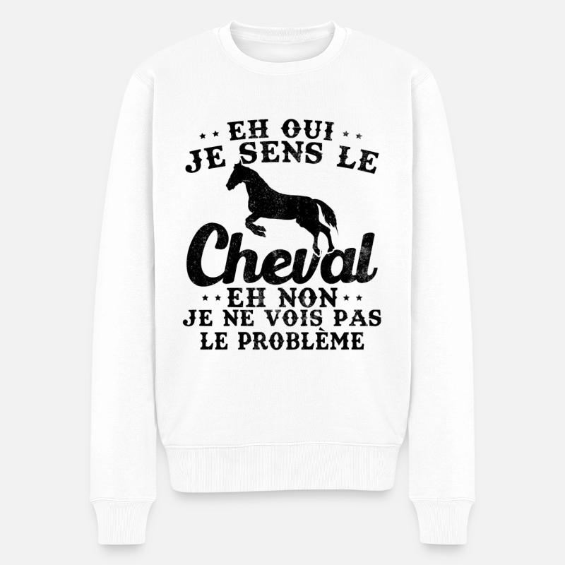 Ich fühle das Pferd und nein, ich sehe das Problem nicht - Männer Premium Bio Pullover - Weiß