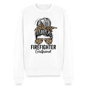 Feuerwehrmann Freundin Leopard Unordentliches Brötchen Lustig - Männer Premium Bio Pullover - Weiß - Vorne - Thijin (182cm)