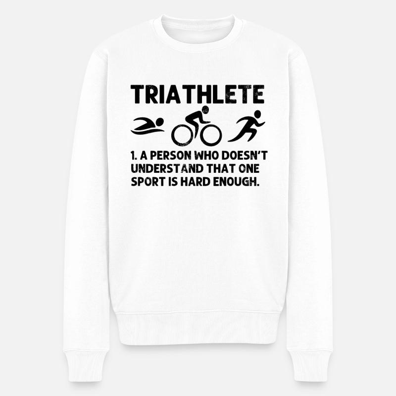 drôle triathlète définition natation vélo course - Pull Premium bio Homme - blanc