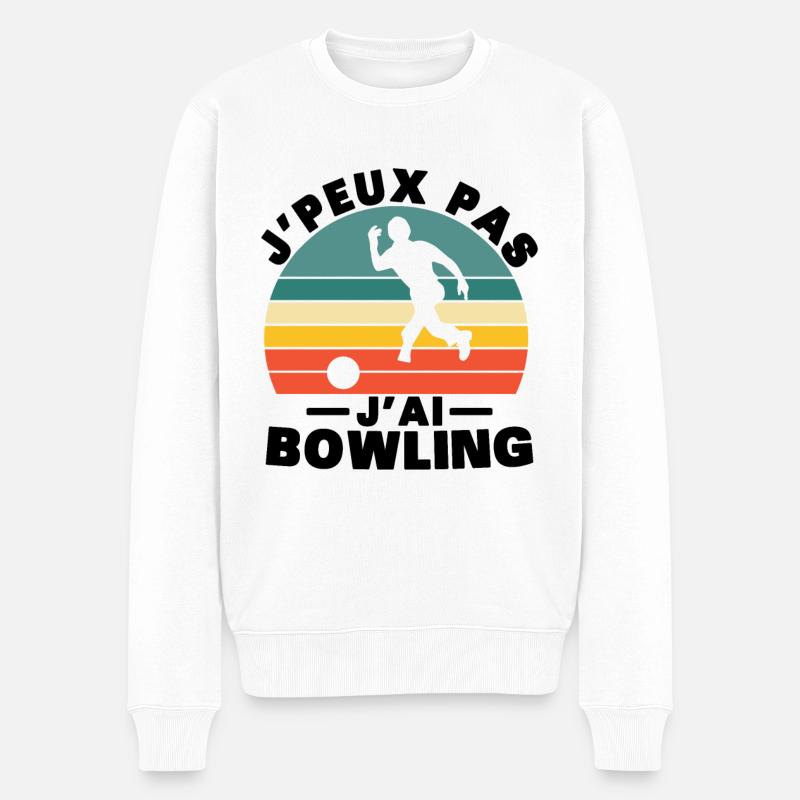 Ich kann nicht bowlen - Männer Premium Bio Pullover - Weiß
